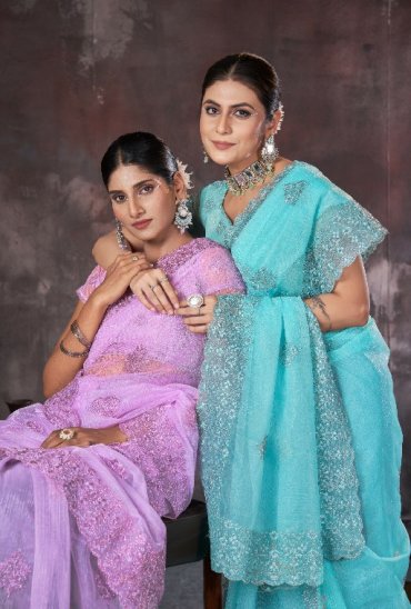 Jayshree D.no 2276A  To 2276D Wholesale Orgnaza Net Function Wear Sarees