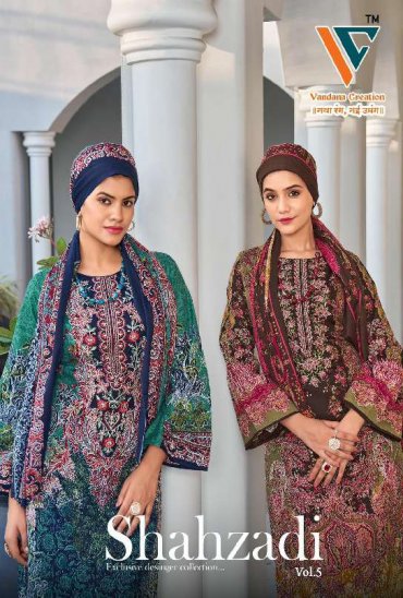Vandana Shahzadi Vol-5 Wholesale Designer Neck Embroidery Dress Material Vandana Shahzadi Vol-5 Wholesale Designer Neck Embroidery Dress Material