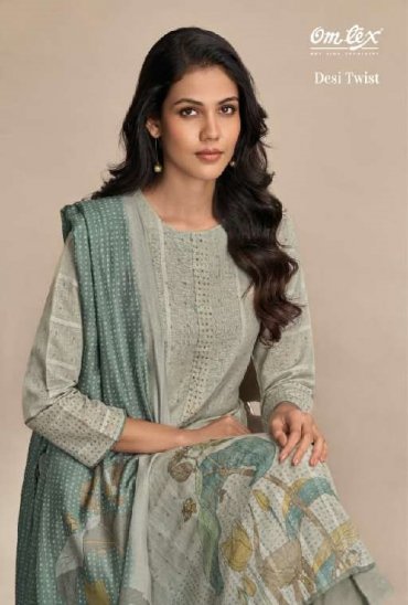 OMTEX PRESENT DESI TWIST WHOLESALE LINEN STRIPES DIGITAL PRINT WITH HAND WORK CLASSIC LOOK SALWAR SUITS