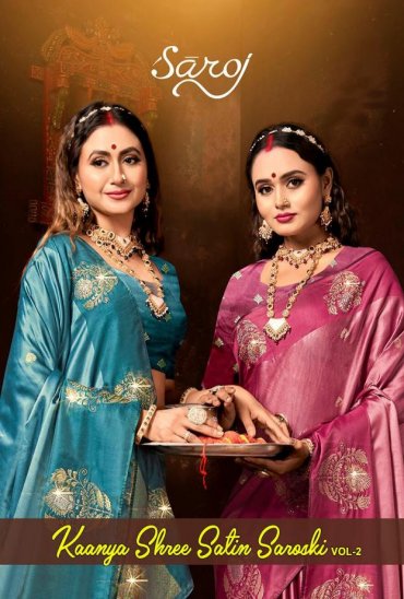 SAROJ KAANYA SHREE SATIN SAROSKI VOL.2 SATIN SILK SAREE SAROJ KAANYA SHREE SATIN SAROSKI VOL.2 SATIN SILK SAREE