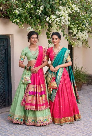 LNB SRIVIDYA WHOLESALE JACQUARD SILK PAITHANI STYLE WEDDING WEAR LEHENGAS