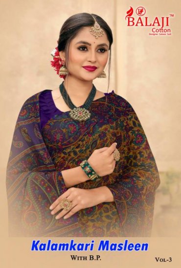 BALAJI COTTON LAUNCH KALAMKARI MASLEEN VOL 3 HIT DESIGN BEST SAREE ONLINE