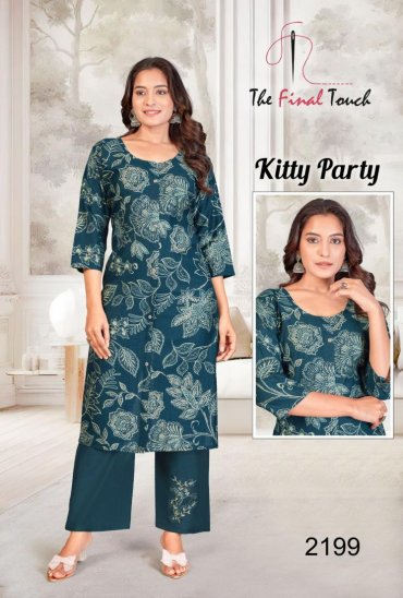 THE FINAL TOUCH R R FASHION KITTY PARTY VETICAN PRINT READYMADE STYLISH COMBO KURTI WITH PANT