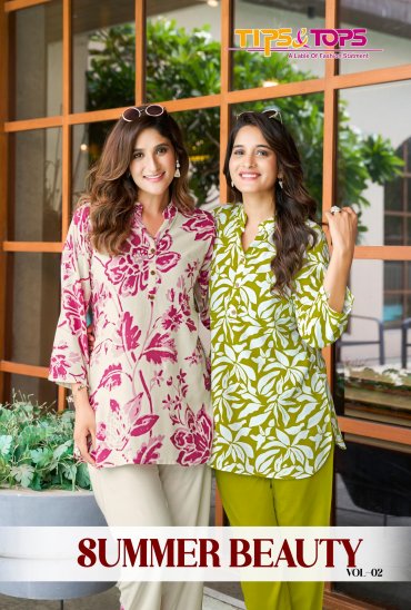 TIPS AND TOPS SUMMER BEAUTY VOL 2 RAYON READYMADE CLASSIC CO-ORD SETS FOR WOMENS