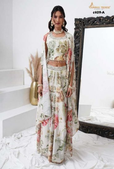 AMOHA C409 WHOLESALE READMADE PURE CHINON WITH HAND WORK STYLISH CROP TOP AMOHA C409 WHOLESALE READMADE PURE CHINON WITH HAND WORK STYLISH CROP TOP