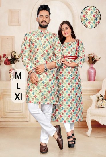 TEXTILEDEAL COUPLE GOALS WHOLESALE NAVRATRI SPECIAL KURTA KURTI COMBO FOR COUPLE ONLINE