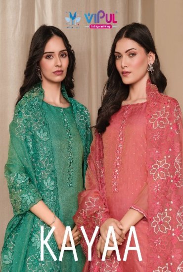 VIPUL LAUNCH KAYAA WHOLESALE BURBERRY GOLD UNIQUE DESIGN UNSTITCH SALWAR SUITS EXPORTER