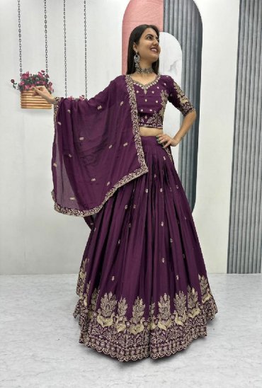 TAPI CREATION D.NO 293 WHOLESALE READYMADE CHINON FESTIVE WEAR LEHENGA CHOLI FOR EXPORT