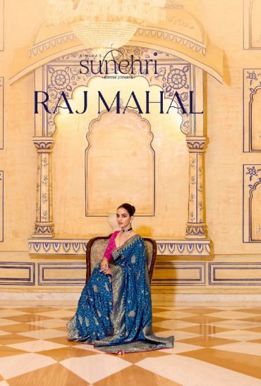 KIMORA SUNEHRI RAJ MAHAL WHOLESALE LUXURIOUS CREPE SILK PARTY WEAR SAREES FOR WOMEN ONLINE