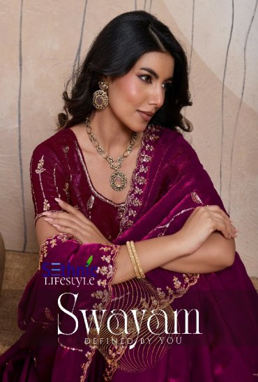 SETHNIC LIFESTYLE SWAYAM WHOLESALE METALLIC VELVET SATIN PARTY WEAR INDIAN SAREES FOR WOMEN SUPPLIER