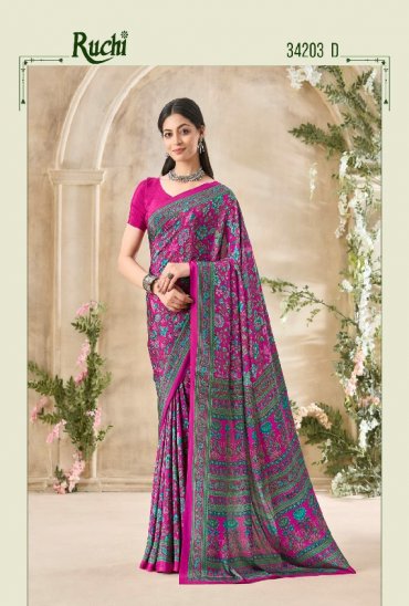 RUCHI VEDANTA SILK VOL 35 WHOLESALE SILK CREPE UNIQUE PRINT DESIGN SAREES FOR WOMEN SUPPLIER