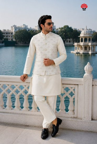 TEXTILEDEAL ROYALE COLLECTION WHOLESALE READYMADE MALAI SATIN ELEGANCE KOTI KURTA WITH PANT FOR MEN ONLINE