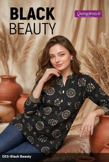 RANGMAYA BLACK BEAUTY WHOLESALE READYMADE PREMIUM RAYON TRENDING SHORT TOPS FOR EXPORT