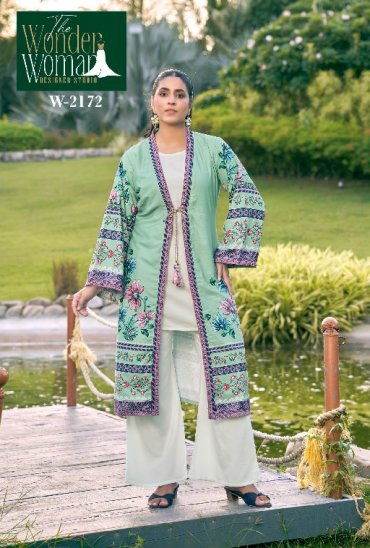WONDER WOMAN D.NO 2172 WHOLESALE READYMADE VISCOSE RAYON ELEGANT SHRUG STYLE COMBO CORD SET FOR EXPORT