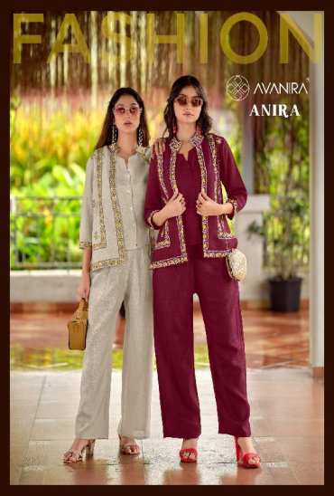AVANIRA ANIRA WHOLESALE READYMADE FALEX COTTON UNIQUE KOTI STYLE COMBO CORD SET FOR EXPORT