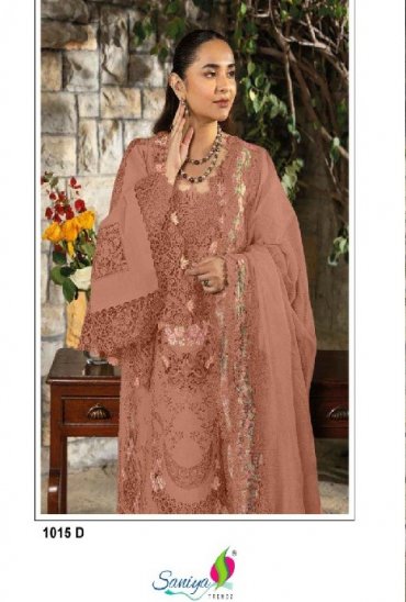 SANIYA TRENDZ D.NO 1015 WHOLESALE COTTON CHIKANKARI EMBROIDERED UNSTITCH SALWAR SUITS FOR EXPORT