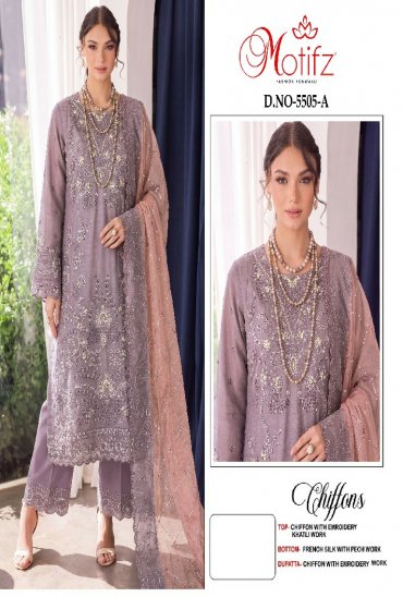 MOTIFZ D.NO 5505 WHOLESALE CHIFFON ATTRACTIVE PAKISTANI UNSTITCH SALWAR SUITS SUPPLIER