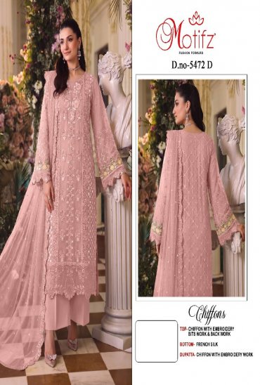 MOTIFZ D.NO 5472 WHOLESALE CHIFFON PAKISTANI POPULAR DESIGN UNSTITCH SALWAR SUITS EXPORTER