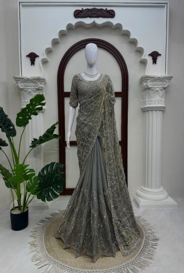 TEXTILEDEAL D.NO KD-645 WHOLESALE FENDI SILK HEAVY BEADS WORK INDIAN SAREES FOR WOMEN SUPPLIER