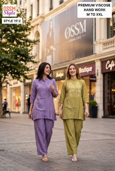 OSSM STYLE D.NO 1511-1512-1526-1535-1544-1545-1554-1564-1571-1573-1599-1674-1675-1681 WHOLESALE READYMADE FANCY COMBO CORD SET FOR EXPORT