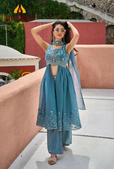 MOHILYA D.NO 287 WHOLESALE READYMADE TRENDY FUSION STYLE INDO WESTERN DRESS COMBO FOR WOMEN ONLINE