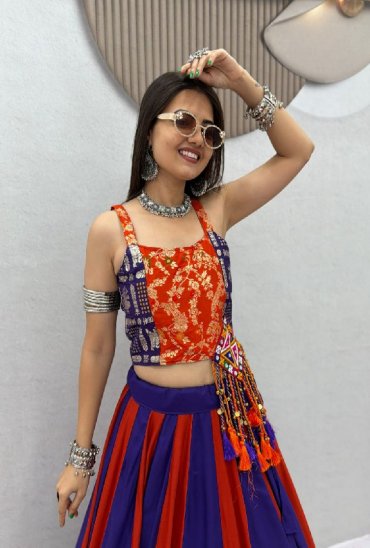 TAPI CREATION D.NO 344 WHOLESALE READYMADE NAVRATRI SPECIAL PURE COTTON MODERN LEHENGA CHOLI FOR EXPORT