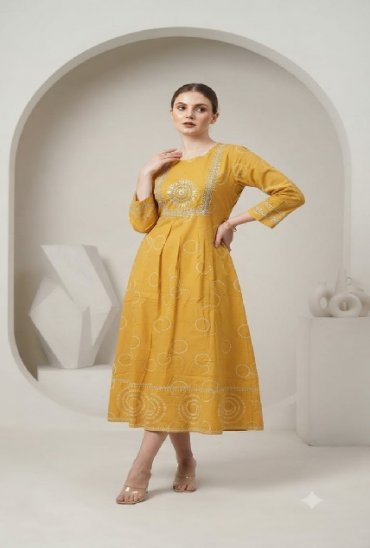 TEXTILEDEAL D.NO 1723 WHOLESALE READYMADE HEAVY RAYON STYLISH LOOK GHERA STYLE KURTIS FOR WOMEN SUPPLIER
