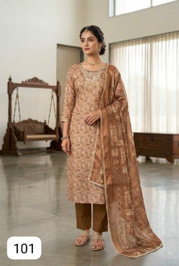 PURPLE CREATION MIA WHOLESALE READYMADE SIMMER LINEN COTTON AMAZING 3 PCS SUITS EXPORTER