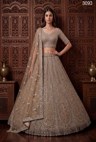 TEXTILEDEAL D.NO 3093 WHOLESALE PREMIUM NET WITH WORK WEDDING WEAR LEHENGA CHOLI FOR BRIDE ONLINE