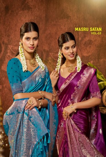 BUNAWAT MASRU SATAN VOL 3 WHOLESALE SATIN SILK FESTIVE WEAR INDIAN SAREES FOR WOMEN ONLINE
