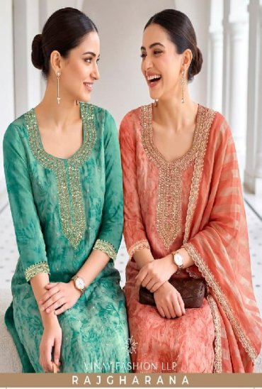 VINAY RAJGHARANA WHOLESALE SHIMMER SILK LUXURIOUS LOOK UNSTITCH SALWAR SUITS EXPORTER