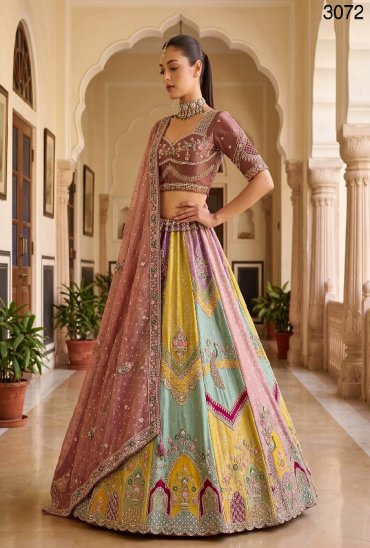 TEXTILEDEAL D.NO 3072 WHOLESALE BANARASI SILK DESIGNER PARTY WEAR LEHENGA CHOLI FOR EXPORT