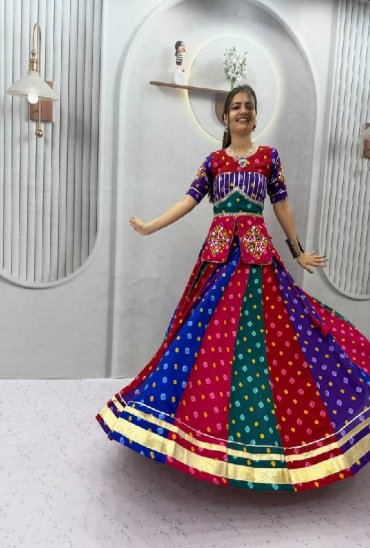 TAPI CREATION D.NO 346 WHOLESALE READYMADE RAYON COTTON NAVRATRI VINTAGE STYLE LEHENGA CHOLI FOR EXPORT
