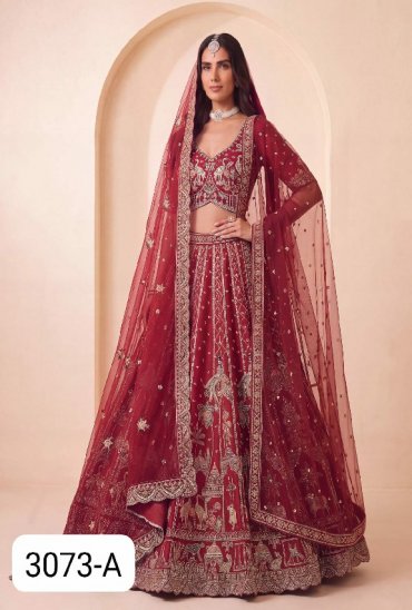 PURPLE CREATION 4628 SERIES D.NO 3073 WHOLESALE PREMIUM SILK DESIGNER WEAR LEHENGA CHOLI FOR BRIDES EXPORTER