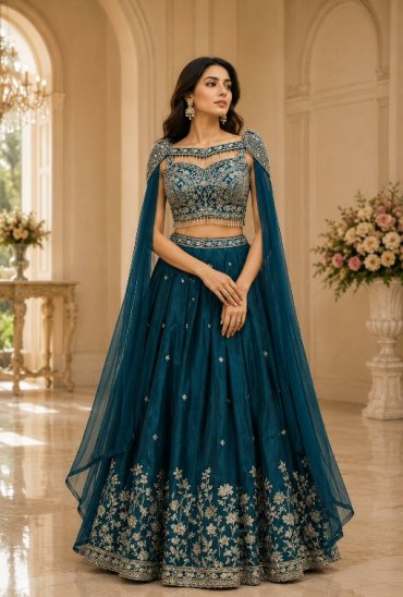 AMOHA D.NO A539 WHOLESALE READYMADE NC SATIN DESIGNER STYLISH LEHENGA CHOLI FOR EXPORT