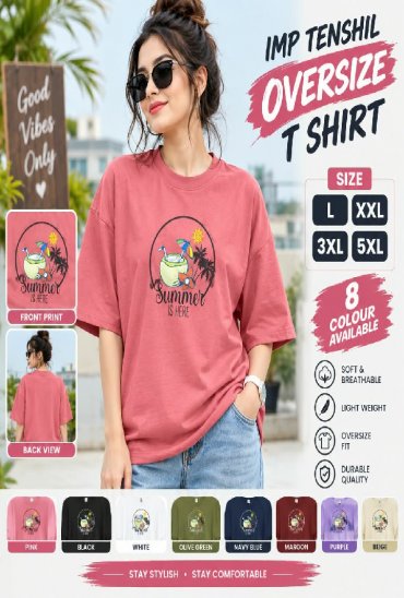 KANZOO LAUNCH READYMADE TENCIL PUFF PRINT OVERSIZE T SHIRT FOR WOMEN EXPORTER