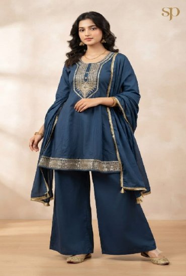 SAHIL PRINTS PRESENT READYMADE SOFT COTTON FLAIR PATTERN 3 PCS COMBO SET SUITS EXPORTER