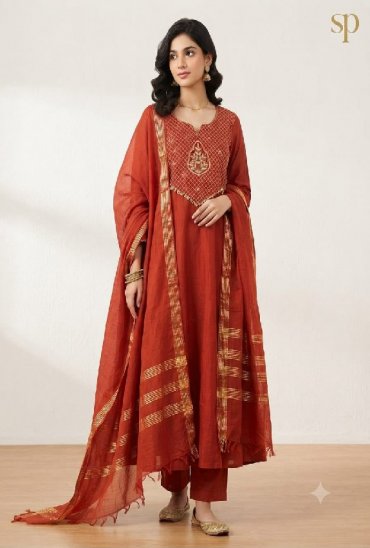 SAHIL PRINTS PRESENT READYMADE MUL CHANDERI WITH HEAVY WORK 3 PCS COMBO SET SUITS FOR EXPORT