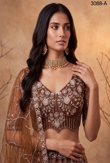 TEXTILEDEAL D.NO 3088 WHOLESALE PREMIUM NET DESIGNER PARTY WEAR LEHENGA CHOLI FOR WOMEN EXPORTER
