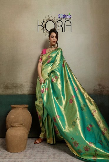 SETHNIC LIFESTYLE KORA WHOLESALE TISSUE BANARASI SILK JACQUARD TRADITIONAL WEAR SAREES FOR WOMEN EXPORTER
