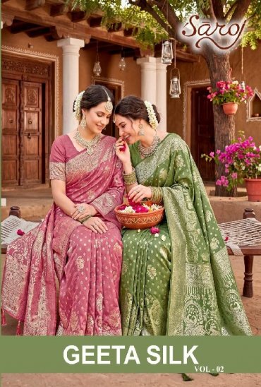 SAROJ GEETA SILK VOL 2 WHOLESALE PURE SILK ETHNIC WEAR INDIAN SAREES FOR WOMEN EXPORTER