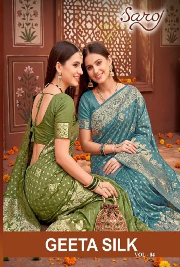 SAROJ GEETA SILK VOL 4 WHOLESALE PURE SILK ATTRACTIVE INDIAN SAREES FOR WOMEN SUPPLIER