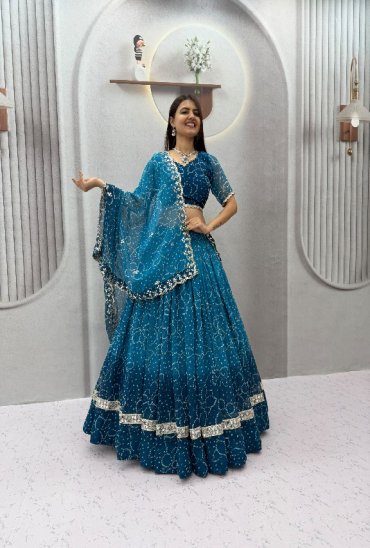 TAPI CREATION D.NO 348 WHOLESALE READYMADE GEORGETTE BANDHANI PRINT FESTIVE SPECIAL LEHENGA CHOLI FOR EXPORT