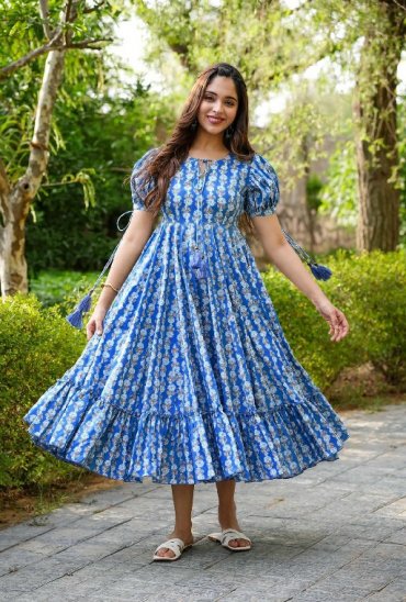 PURPLE CREATION CLORA VOL 2 WHOLESALE READYMADE HEAVY RAYON BIG SIZE FULL FLAIR ONE PEACE DRESS FOR WOMEN SUPPLIER