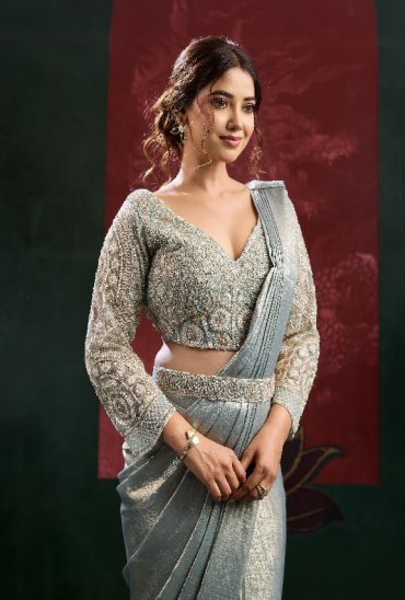 AMOHA D.NO 102449 WHOLESALE IMPORTED SANDWASH BEAD WORK READY TO WEAR PARTY WEAR SAREES FOR WOMEN ONLINE