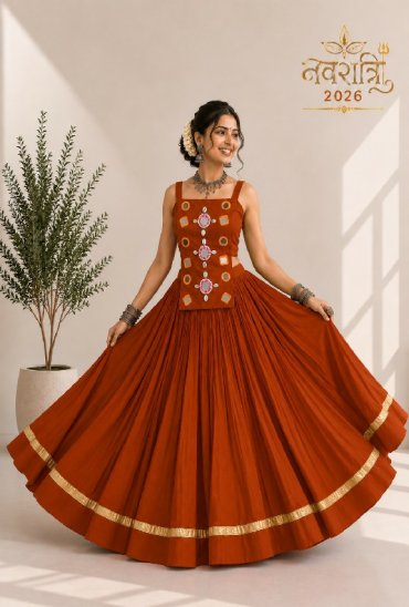 TEXTILEDEAL D.NO SKU-7106 WHOLESALE READYMADE ROMAN SILK BEAUTIFUL FLARED NAVRATRI CHANIYA CHOLI FOR EXPORT
