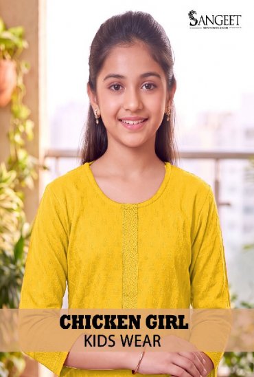 SANGEET CHICKEN GIRL WHOLESALE READYMADE BOMBAY RAYON CHICKEN WORK KURTIS FOR KIDS ONLINE