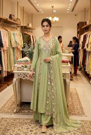 TEXTILEDEAL D.NO LG-2149 WHOLESALE READYMADE MUL CHANDERI FESTIVE WEAR 3 PCS SUITS EXPORTER