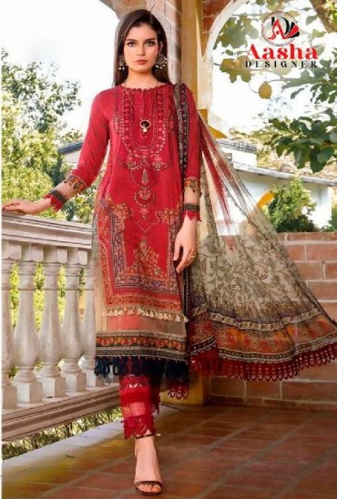 AASHA DESIGNER D.NO 1074-1075 WHOLESALE PURE COTTON HIT DESIGN UNSTITCH SALWAR SUITS SUPPLIER