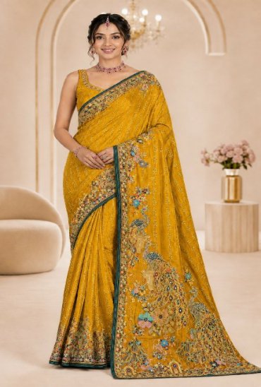 TRIKAASHI LAUNCH JACQUARD WITH EMBROIDERED DESIGNER WEAR SAREES FOR WOMEN SUPPLIER